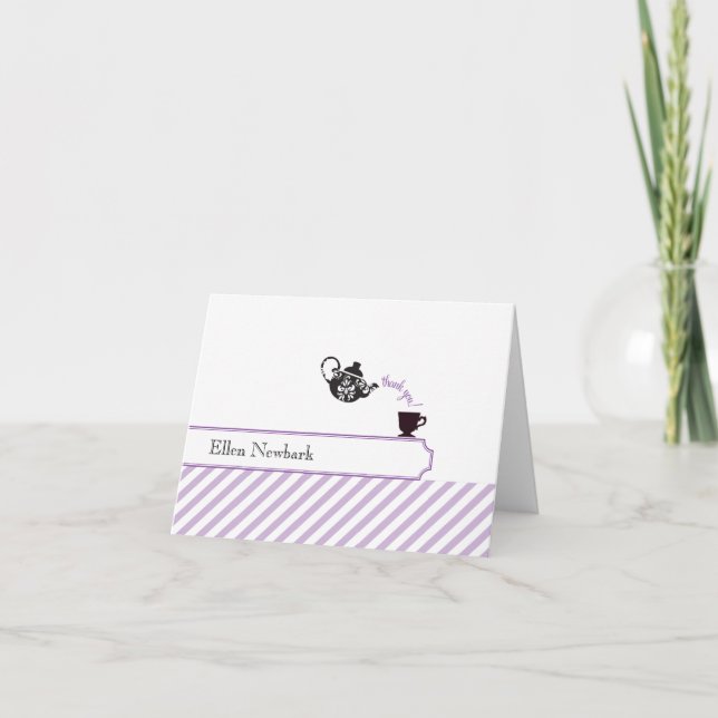Cartão de Agradecimento para Chá de Noiva - Roxo (Frente)