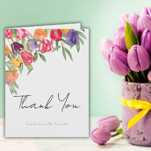 Cartão de Agradecimento para Chá de Noiva Tulipas