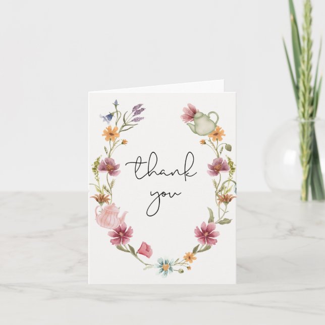 Cartão de agradecimento para chá de wildflower (Frente)