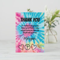 Cartão de Agradecimento para Festa Tie Dye
