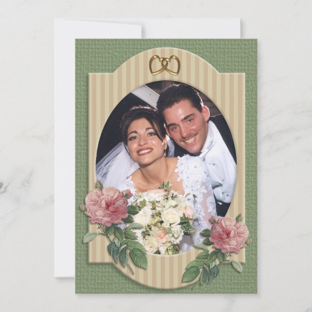 Cartão de agradecimento para foto de casamento com (Frente)