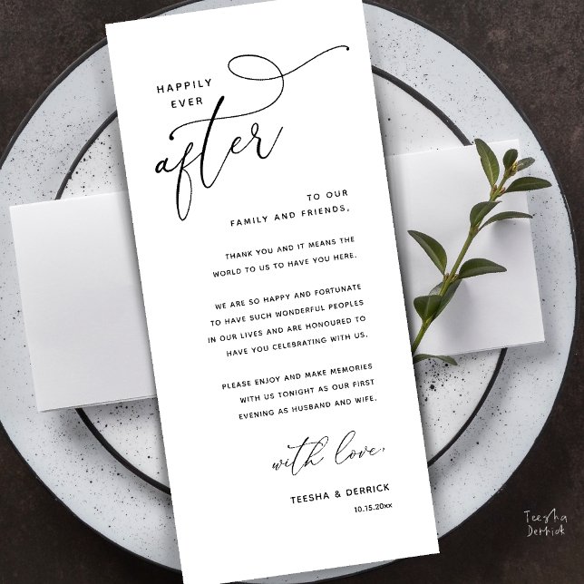 Cartão de Agradecimento para Jantar de Casamento F (Happily Ever After Wedding Dinner Thank You Card)