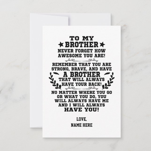 Cartão De Agradecimento Para o meu irmão presente do irmão com nome person (Frente)