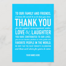 Cartão de Agradecimento para Recepção de Casamento