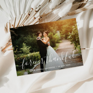 Cartão De Agradecimento Para sempre, belo casamento de fotos da trendê
