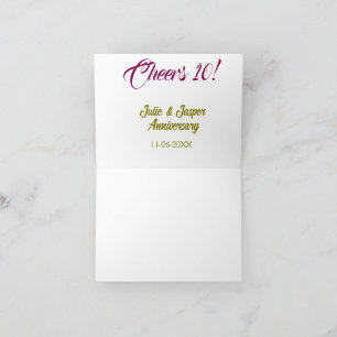 Cartão De Agradecimento Parabéns ao 10º aniversário de casamento roxo dour