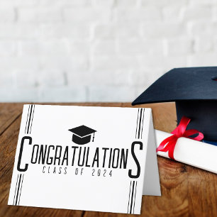 Cartão De Agradecimento Parabéns Branco e Preto Turma de Formatura