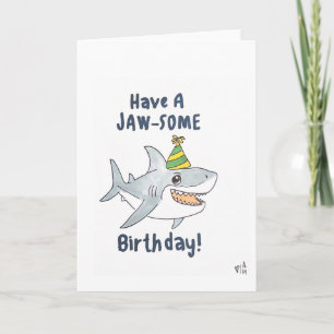 Cartão De Agradecimento Parabéns! Tenha um Aniversário Jawsome - Shark Car