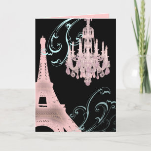 Cartão De Agradecimento Paris Eiffel Tower Chandelier vintage wedding