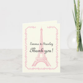 Cartão De Agradecimento Paris que wedding o obrigado cor-de-rosa do marfim