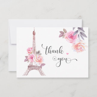 Cartão de Agradecimento Paris, Torre Eiffel Floral