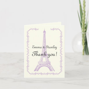 Cartão De Agradecimento Paris wedding purple Eiffel Tower Thank You