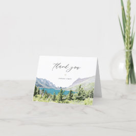 Cartão De Agradecimento PARQUE NACIONAL GLACIER Floresta Aquarela Obrigado