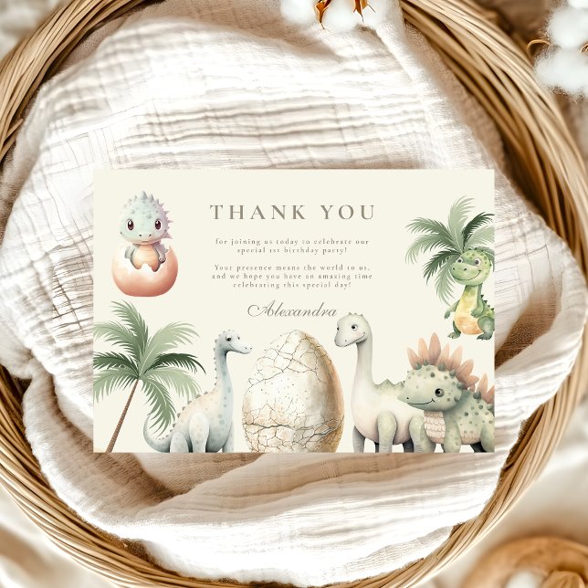 Cartão De Agradecimento Partido primeiro aniversario Dinossauro (Criador carregado)