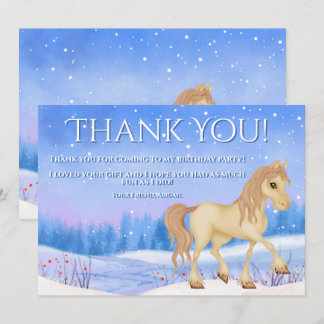 Cartão De Agradecimento Parto Personalizado de Cavalo e Neve