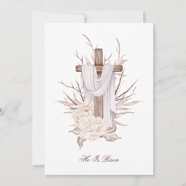 Cartão De Agradecimento Páscoa Cruz Ele Está Riscado (Frente)