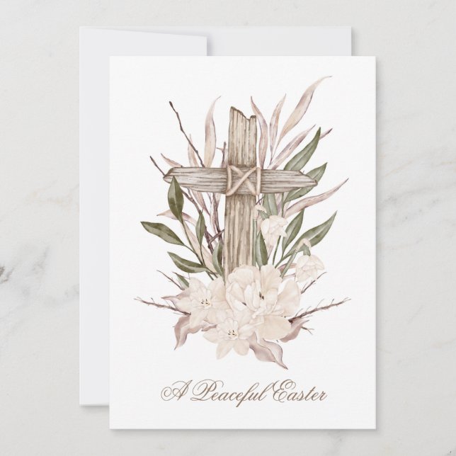Cartão De Agradecimento Páscoa Cruzada Páscoa Pacífica Que Ele Está Riscad (Frente)