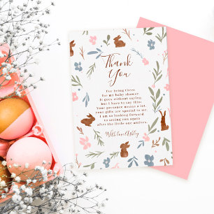 Cartão De Agradecimento Páscoa de coelho floral chá de fraldas de coelhinh