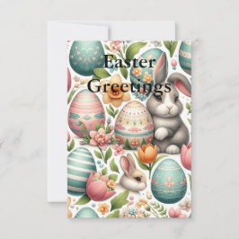 Cartão De Agradecimento Páscoa primavera Bunnies e Blossomas