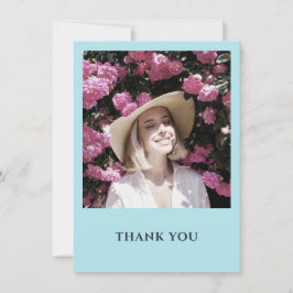 Cartão De Agradecimento Passado Minimalista Azul Pastel Uma Foto Festa