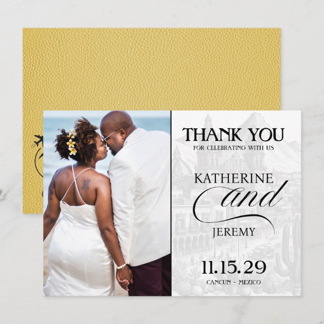 Cartão De Agradecimento Passaporte do México Amarelo (Frente/Verso)