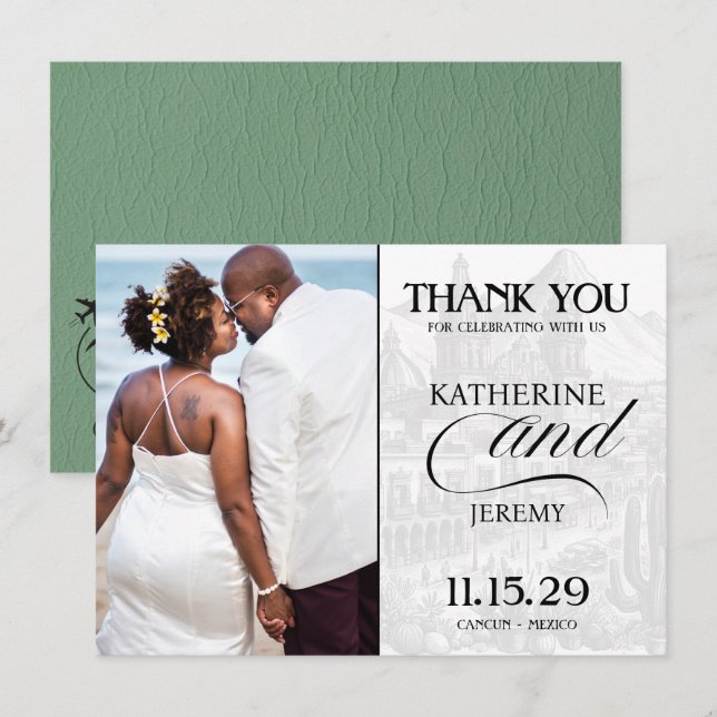 Cartão De Agradecimento Passaporte do México Verde (Frente/Verso)