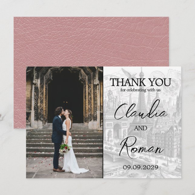 Cartão De Agradecimento Passaporte Dusty Rosa Paris (Frente/Verso)