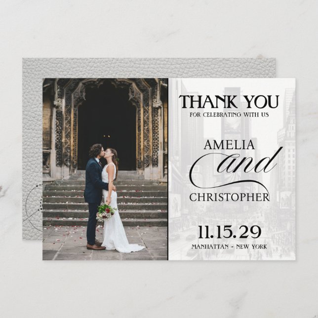 Cartão De Agradecimento Passaporte Nova Iorque Branco (Frente/Verso)