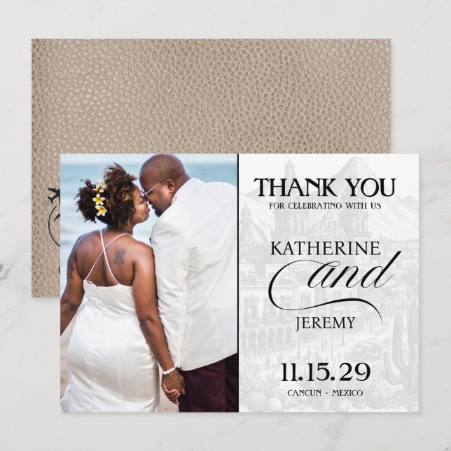 Cartão De Agradecimento Passaporte para Beige Mexico (Frente/Verso)