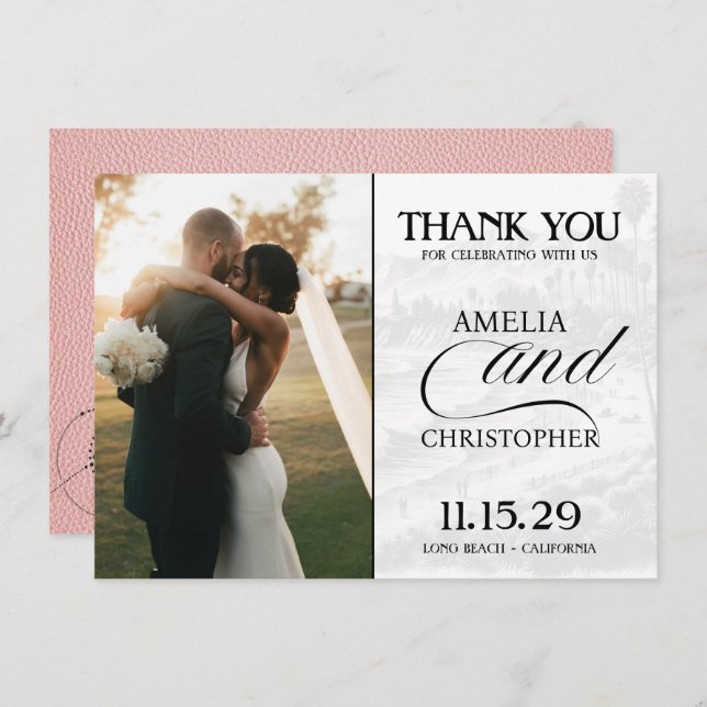 Cartão De Agradecimento Passaporte Rosa California (Frente/Verso)