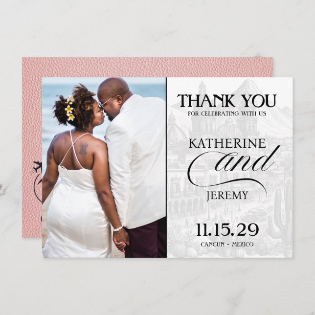 Cartão De Agradecimento Passaporte Rosa México (Frente/Verso)