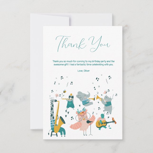 Cartão De Agradecimento Pássaro Canino Rosa com Aniversário de Banda Anima (Frente)