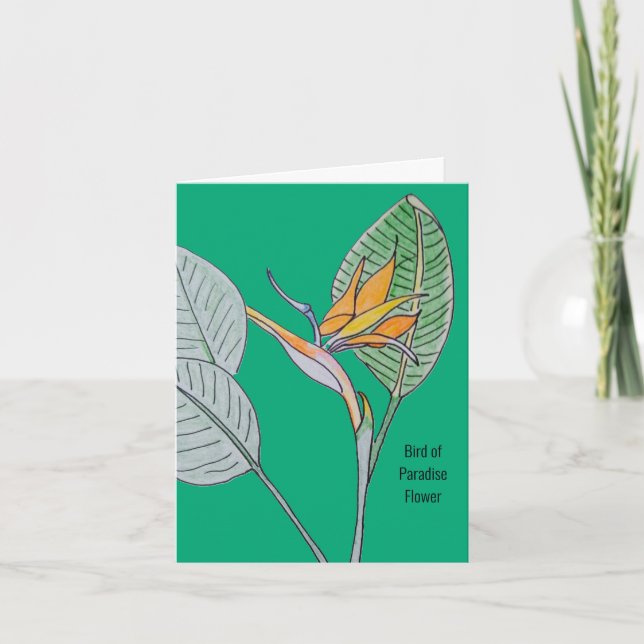 Cartão De Agradecimento Pássaro da Vazio Verde Flor do Paraíso (Frente)