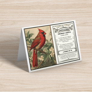 Cartão De Agradecimento Pássaro Estadual Cardinal do Norte Vintage Obrigad