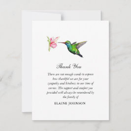 Cartão De Agradecimento Pássaro Humming Floral Foto Funeral Obrigado