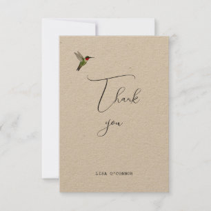 Cartão De Agradecimento Pássaro Hummingbird Personalizado Obrigado