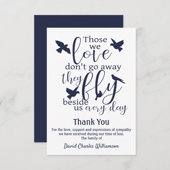 Cartão De Agradecimento Pássaro Obrigado Voa Funeral Ao Lado De Nós Simpat (Frente/Verso)