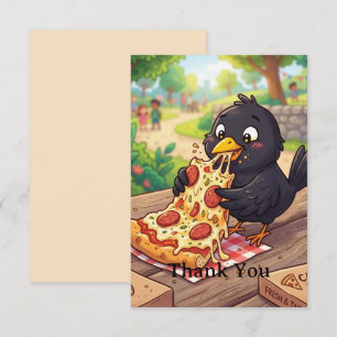 Cartão De Agradecimento Pássaro Preto Corvo Gralha Comendo Pizza Persona