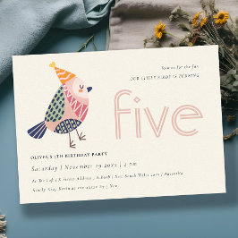 Cartão De Agradecimento Pássaro Rosa Escoteiro Qualquer 5 de Idade Anivers