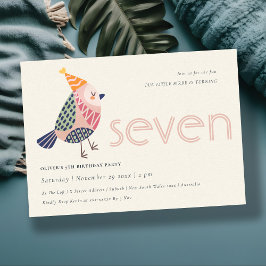 Cartão De Agradecimento Pássaro Rosa Escoteiro Qualquer 7 de Idade Anivers