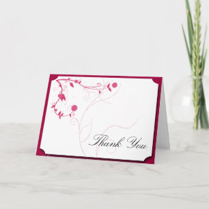 Cartão De Agradecimento Pássaros do Amor em Rosa e Branco Obrigado