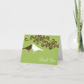Cartão De Agradecimento Pássaros do amor verde foto personalizada casament