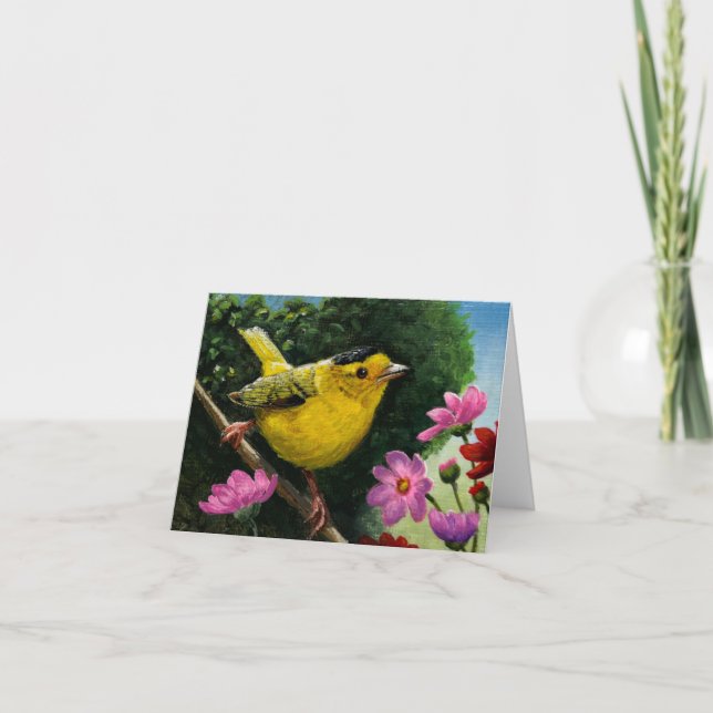 Cartão De Agradecimento Pássaros - Warbler de Wilson (Frente)