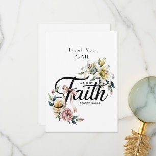 Cartão De Agradecimento "Passear por Faith Floral Scripture Design