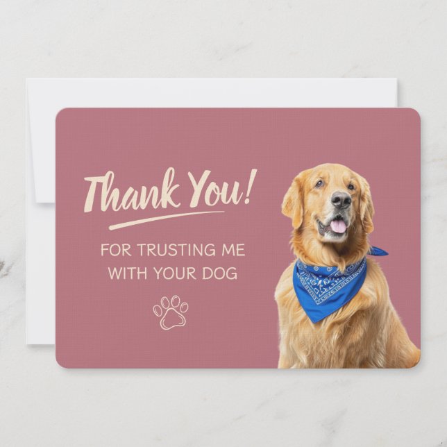 Cartão De Agradecimento Passeio de Cachorro Serviço de Babá de Animais  (Frente)