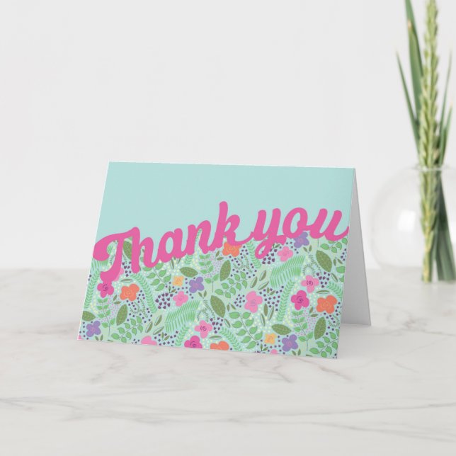 Cartão De Agradecimento Pastéis de flores estilizadas de milefleur (Frente)