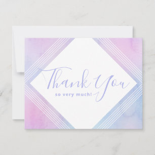 Cartão De Agradecimento Pastel Aquarela Elegante Aniversário Roxo