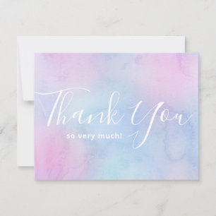 Cartão De Agradecimento Pastel Aquarela Simples Elegante Aniversário Roxo