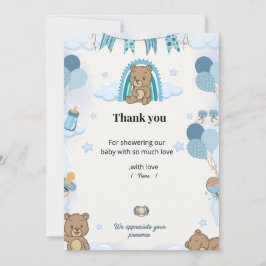 Cartão De Agradecimento Pastel Baby Shower Thank You Card
