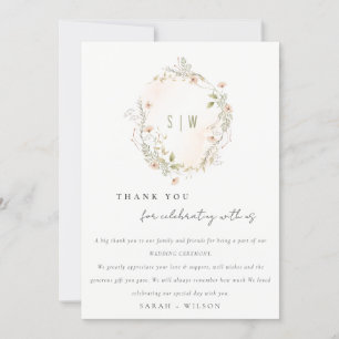 Cartão De Agradecimento Pastel Blush Wildflower Wreath Casamento